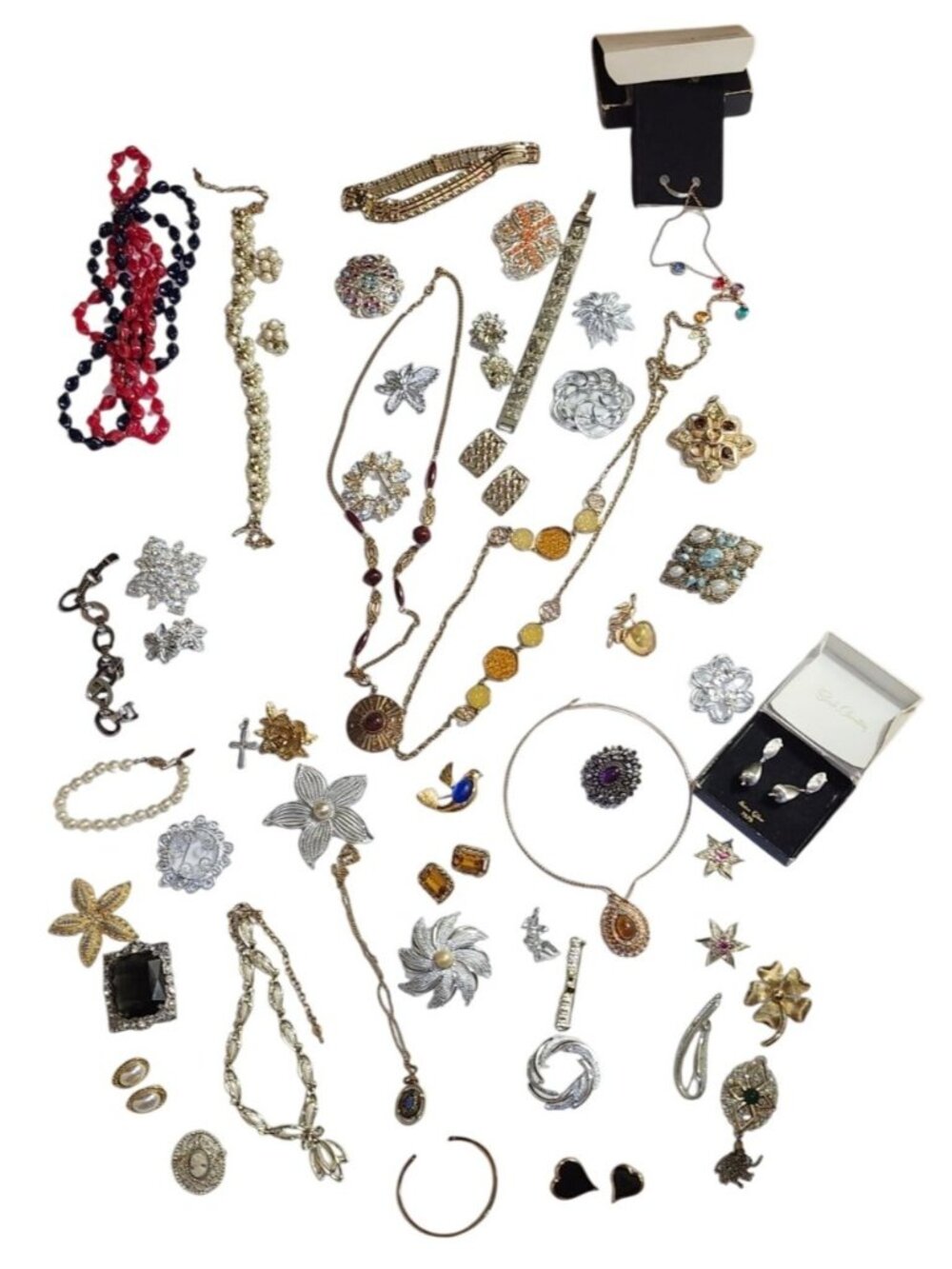Vintage Sarah Coventry Jewelry Lot - 56 Pieces Necklaces Brooches Earrings Brace